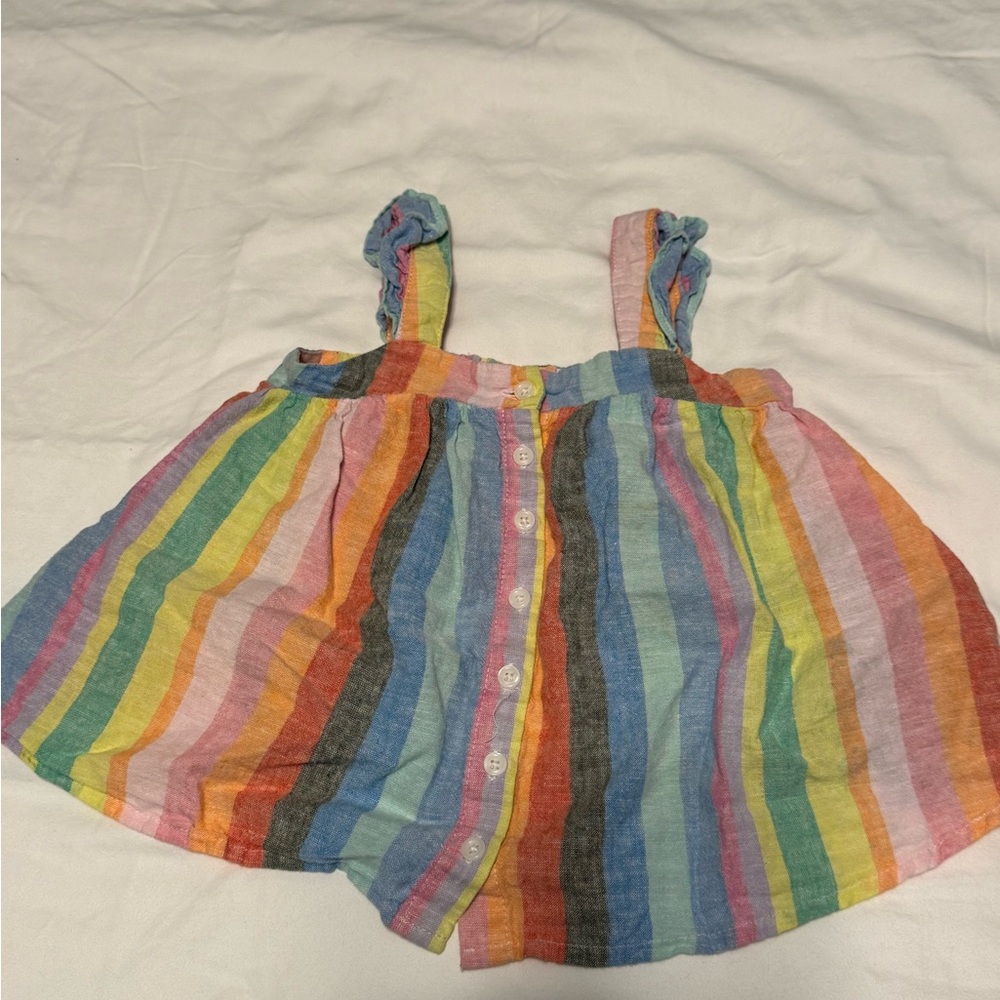 GAP Multicolor Striped Ruffle Dress